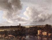 An Extensive Landscape with Ruined Castle and Village Church Jacob van Ruisdael
